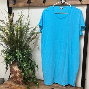 J. Crew Blue Short Sleeve T Shirt Dress XXL